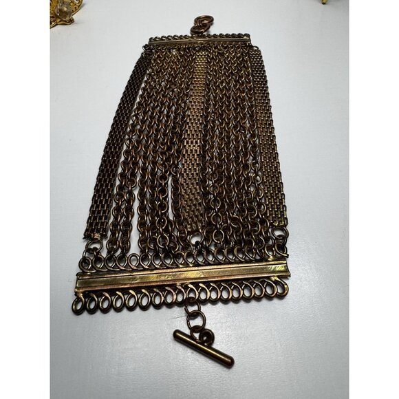 Vintage 1970s Multi Chain Wide Bracelet Bronze Tone Statement Bold Retro Heavy - Picture 5 of 7
